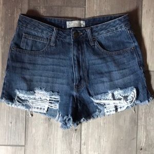High waisted jean shorts